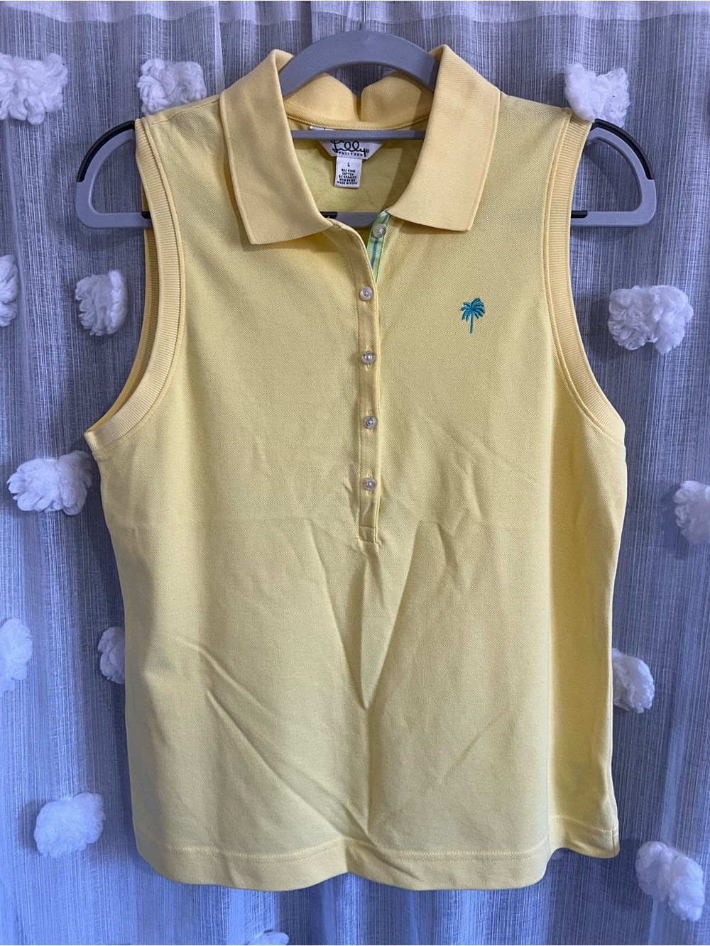 Lily Pulitzer Palm Tree Sleeveless Polo Top - Yellow